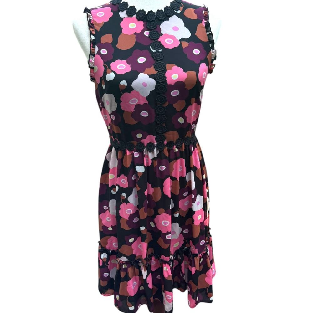 Kate Spade Blooming Floral Mini Dress Size 2 Small Flirty Summer Garden Party - Picture 11 of 15